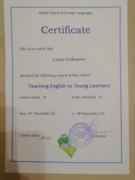 Сертификат Сургутской школы иностранных языков