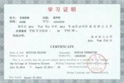 Сертификат об обучении в Пекинском Университете Языка и Культуры