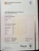 Cambridge Certificate, B2 (FCE), 2018