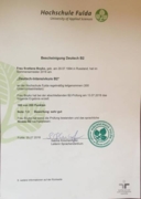 Сертификат Deutsch Intensivkurs B2