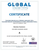 Сертификат TEFL 150 часов