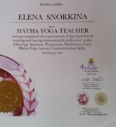 учитель по хатха йоге, 200 часов, International yoga alliance, India, 2018