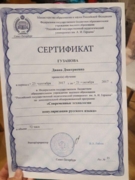 Сертификат о прохождении дополнительной программы "Современные технологии популяризации русского языка"