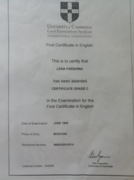 Сертификат на знание английского языка. First Certificate in English