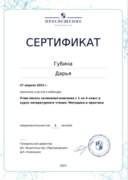 Сертификат по пройденному вебинару по русскому языку