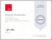 `The Art of Music Production` Certificate