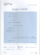 Сертификат об успешной сдаче международного экзамена TestDaF (немецкий как иностранный)