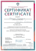 Сертификат об участии в вебинаре (СПбГУ)