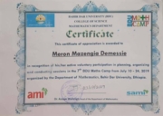 Certificate for organizing and facilitating Math camp