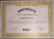 Сертификат java-разработчика после стажировки в АО Райффайзенбанк
