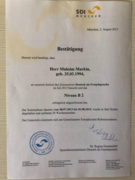 Сертификат института Мюнхена о владении языком на уровне В2