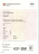 Certificate in Advanced English