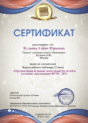 Сертификат «организация игровой деятельности в условиях реализации ФГОС ДО»