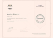 Сертификат о прохождении курса Автономного университета Барселоны