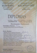 Диплом 1 премия, академический вокал (Литва)