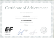 Certificate of achievement (Upper-Intermediate lavel) - Сертификат подтверждающий уровень владения языка Upper-Intermediate