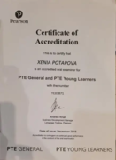 Сертификат экзаменатора Pearson Test of English (PTE)