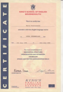 Сертификат языковой школы в Великобритании