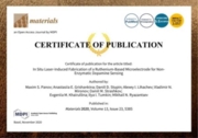 Сертификат о публикации собственной статьи в международном журнале