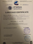 Сертификат на знание разговорного и медицинского английского языка уровня "exellent"
