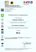 Certificato di frequenza la Scuola Leonardo da Vinci Milano