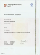 TKT MODULE 1 (Teaching Knowledge Test, сертификат, подтверждающий знания методики преподавания английского языка), 2018 г