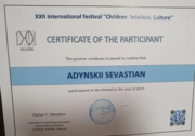 Сертификат участника при подготовки к международной олимпиаде "Глюон"