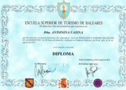 Diploma. Escuela Superior de Turismo de Balerares