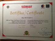 Сертификат Turkce TOMER temel 2