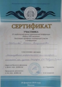 Сертификат об участии в студенческой научно-практической конференции