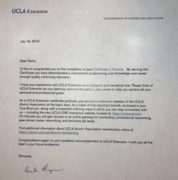 UCLA Extension Finance Certificate (Letter)