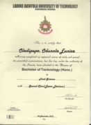 Сертификат о присвоении степени бакалавра