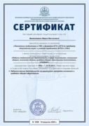 Сертификат о том, что я прошла обучение в "Научном исследовательском институте..."