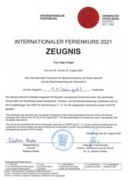 Сертификат о сдаче экзамена на уровень С1 на оценку «отлично» в немецком университете в г. Хайдельберг (Universitat Heidelberg). 2021 год