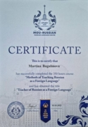 Сертификат преподавателя на английском