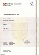 Диплом TKT для учителей (Teaching Knowledge Test) - высший балл