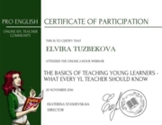 Сертификат. The basics of teaching young learners