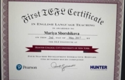First TEFL Certificate from Hunter, The City University of New York.