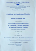 Certificate of Completion of Studies