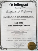 Certificate of proficiency ESL 503 GRE