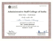 Сертификат о прохождении курса в Административном Колледже Индии, Хайдерабад