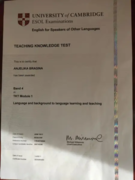 Сертификат университета Cambridge для преподавателей ТКТ
