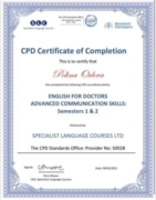 Сертификат о прохождении британского курса “English for Doctors. Advanced Communication Skills”