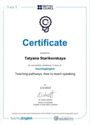 Certificate: “Teaching pathways: How to teach speaking”