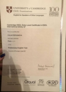 Кэмбриджский сертификат о сдаче PET и подтверждение уровня B1 (сдавала в 2013 году)