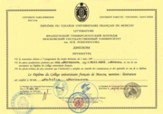 Диплом Французского Университетского Колледжа при МГУ