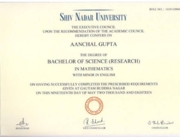 Bachelor of Science (Research) in Mathematics and a minor degree in English