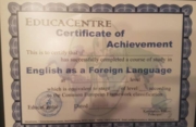 Сертификат о прохождении курса по английскому языку на уровень Advanced