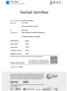 Сертификат TestDaF, подтверждающий наличие уровня B2 по немецкому языку
