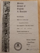 Сертификат, Обучение в Англии PREMIER SCHOOL OF ENGLISH & TOURISM   2010г